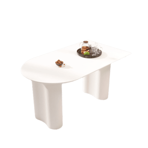 Modern Cream Style Dining Table with Round Wave Legs, MDF, 63-Inch, 4-8 Person Default -DTYStore