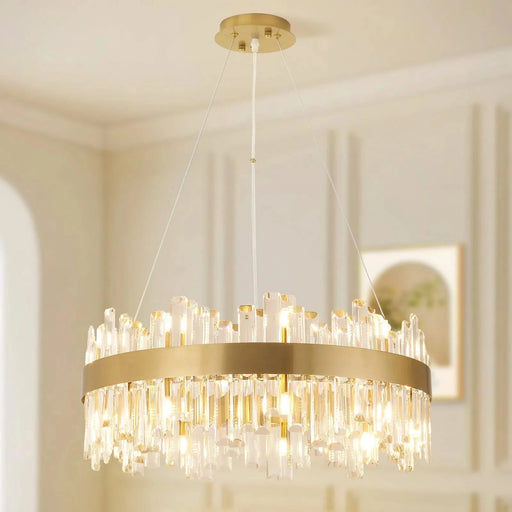 Modern Crystal Chandelier Gold Chandelier For Living Room Round Brass Chandelier Big Gold Chandelier Light Melighting Crystal Chandeliers Bronze Chandelier 24Inch 18-Light Default -DTYStore