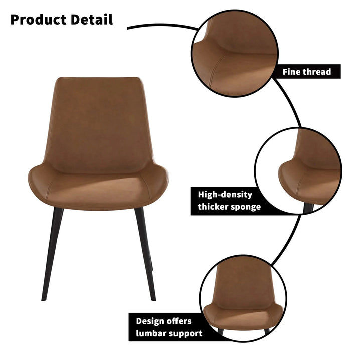 Modern Dining Chair Living Room Black Metal Leg Dining Chair-Brown-2pcs/ctn Default -DTYStore