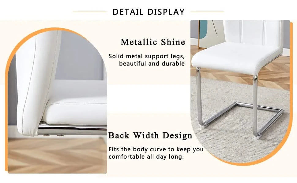 Modern Dining Chairs with Faux Leather Padded Seat Dining Living Room Chairs Upholstered Chair with Chrome Metal Legs Design for Kitchen, Living, Bedroom, Dining Room Side Chairs Set of 4 Default -DTYStore