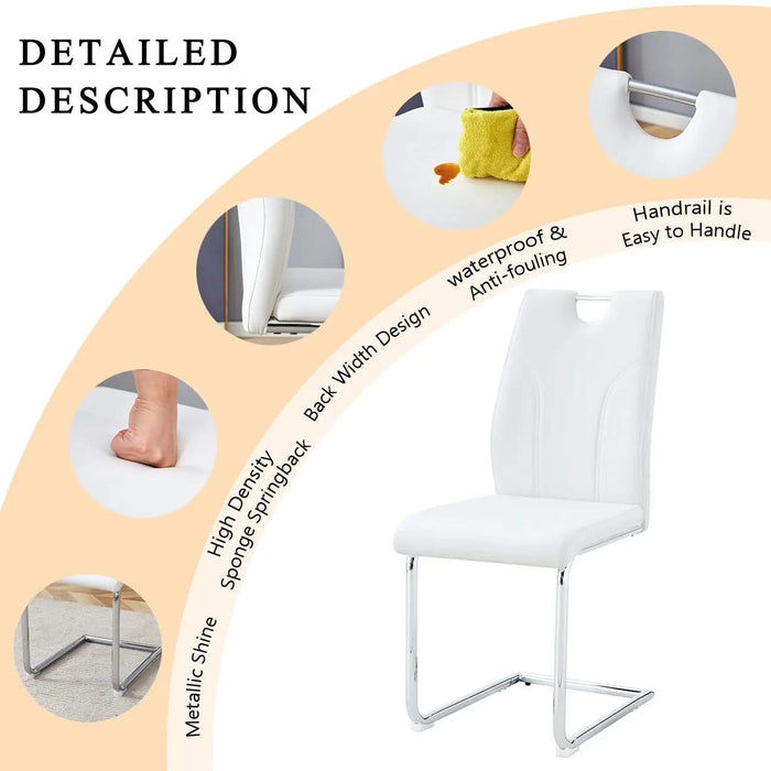 Modern Dining Chairs with Faux Leather Padded Seat Dining Living Room Chairs Upholstered Chair with Chrome Metal Legs Design for Kitchen, Living, Bedroom, Dining Room Side Chairs Set of 4 Default -DTYStore
