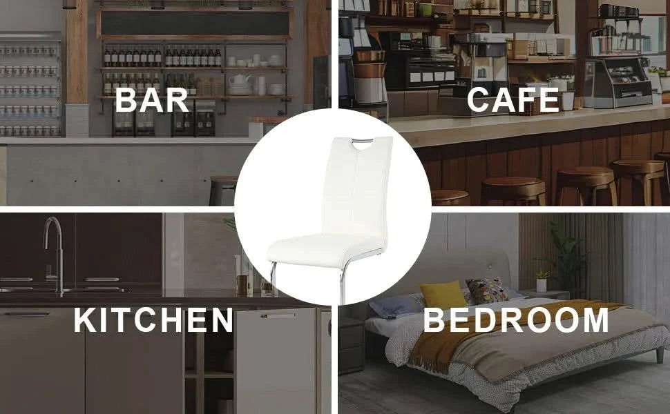 Modern Dining Chairs with Faux Leather Padded Seat Dining Living Room Chairs Upholstered Chair with Chrome Metal Legs Design for Kitchen, Living, Bedroom, Dining Room Side Chairs Set of 4 Default -DTYStore