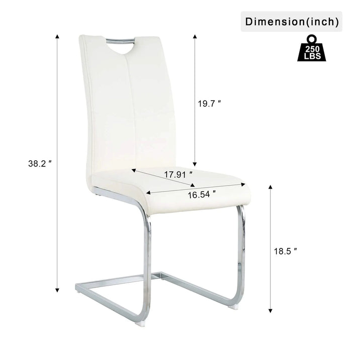 Modern Dining Chairs with Faux Leather Padded Seat and Chrome Metal Legs for Kitchen, Living, Bedroom, Dining Room Default -DTYStore
