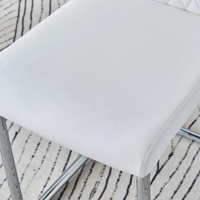 Modern Dining Chairs with Faux Leather Padded Seat and Metal Legs in White, Set of 4 Default -DTYStore