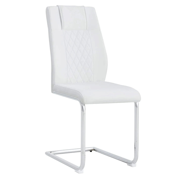 Modern Dining Chairs with Faux Leather Padded Seat and Metal Legs in White, Set of 4 Default -DTYStore