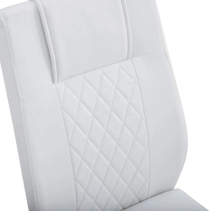 Modern Dining Chairs with Faux Leather Padded Seat and Metal Legs in White, Set of 4 Default -DTYStore