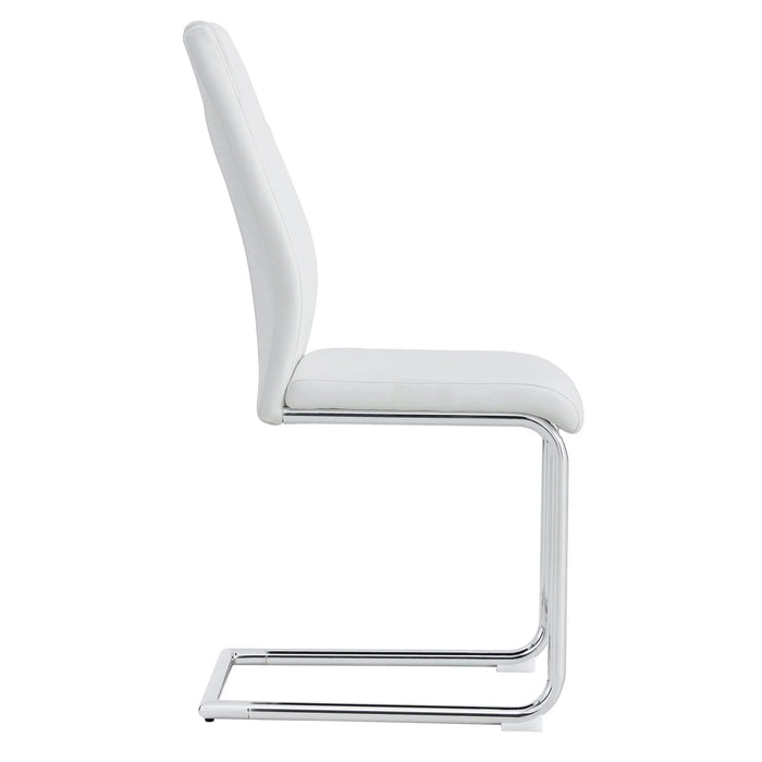 Modern Dining Chairs with Faux Leather Padded Seat and Metal Legs in White, Set of 4 Default -DTYStore
