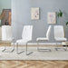 Modern Dining Chairs with Faux Leather Padded Seat and Metal Legs in White, Set of 4 Default -DTYStore