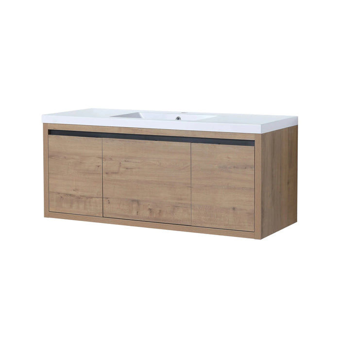 Modern Floating Bathroom Vanity Cabinet with Resin Sink, Soft Close Doors and Drawer, 48 Inch, Imitative Oak Default -DTYStore