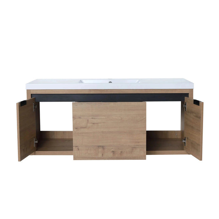 Modern Floating Bathroom Vanity Cabinet with Resin Sink, Soft Close Doors and Drawer, 48 Inch, Imitative Oak Default -DTYStore