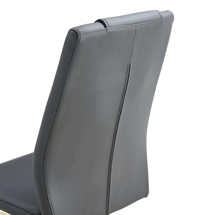 Modern Gold Legged Upholstered Dining Chairs Set of 4, Gray Artificial Leather for Kitchen and Office Default -DTYStore