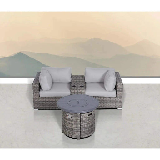 Modern Gray 4-Piece Seating Group with Cushions and Fire Pit in HDPE Wicker Default -DTYStore