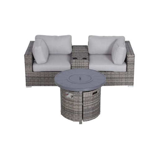 Modern Gray 4-Piece Seating Group with Cushions and Fire Pit in HDPE Wicker Default -DTYStore