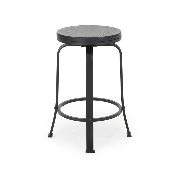 Modern Industrial Counter Stool Set with Swivel Function in Black Wood and Metal, 24.25 Inches Default -DTYStore