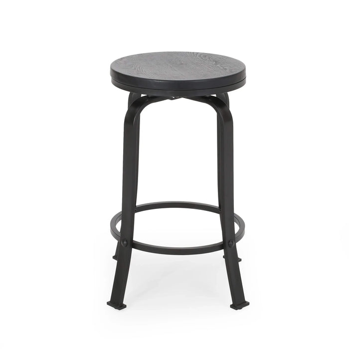 Modern Industrial Counter Stool Set with Swivel Function in Black Wood and Metal, 24.25 Inches Default -DTYStore