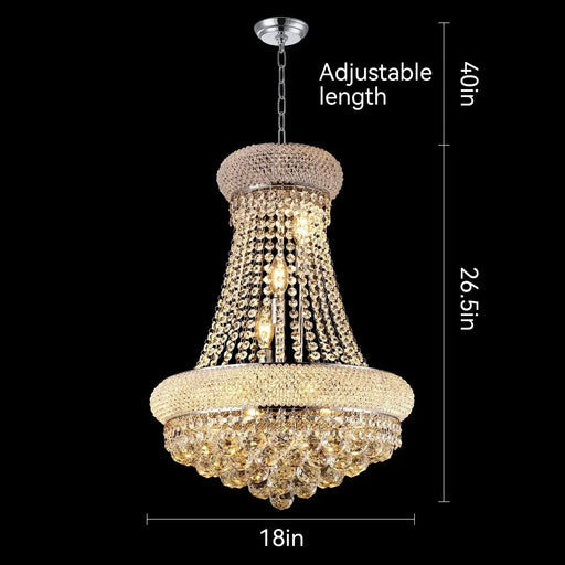 Modern Luxury K9 Crystal French Empire Chandelier Ceiling Light for Dining Room Bedroom 18.90 in Chrome -DTYStore