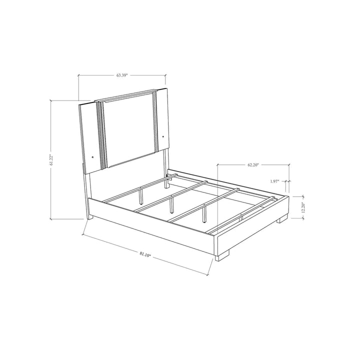 Modern MOON Smooth White Queen 5PC Bedroom Set with LED Accent Lighting and Marble Highlights Default -DTYStore