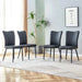 Modern Minimalist Dining Chairs Set of Four with Black PU Leather and Metal Legs Default -DTYStore