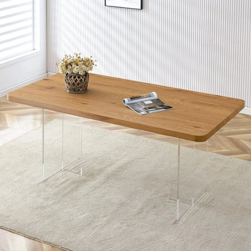 Modern Minimalist Wooden Table with Acrylic Legs for Dining, Living Rooms, and Kitchens Default -DTYStore