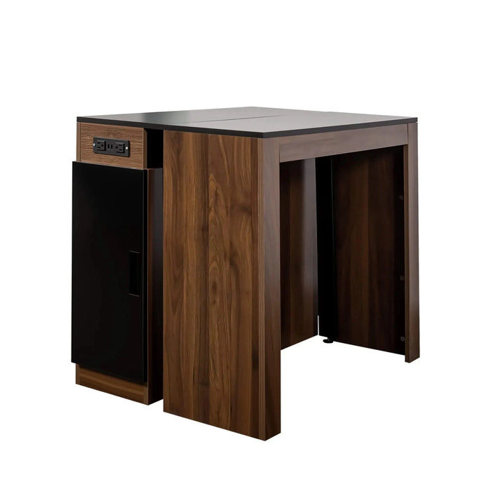 Modern Multifunctional Extendable Dining Table with Outlet, Space Saving Expanding Table with Storage for Party, Weddings, Meetings, Celebrations Default -DTYStore