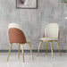 Modern PU Leather Dining Chairs Set of 2 with Gold Metal Legs, Beige Default -DTYStore
