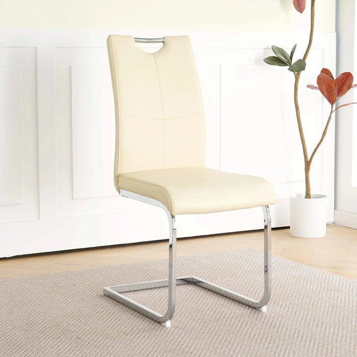 Modern PU dining chair living room chair upholstered chair, electroplated metal legs design, kitchen, living room, bedroom, dining room side chair (Set of 2) Default -DTYStore