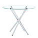 Modern Round Clear Glass Dining Table with Unique Silver Metal Legs for 4-6 People Default -DTYStore
