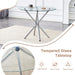 Modern Round Clear Glass Dining Table with Unique Silver Metal Legs for 4-6 People Default -DTYStore