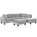 Modern Sectional Sofa with Storage Ottoman, L-Shape Couch with 2 Pillows and Cup Holders, Gray Velvet, 105 inch Default -DTYStore