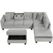 Modern Sectional Sofa with Storage Ottoman, L-Shape Couch with 2 Pillows and Cup Holders, Gray Velvet, 105 inch Default -DTYStore