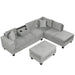 Modern Sectional Sofa with Storage Ottoman, L-Shape Couch with 2 Pillows and Cup Holders, Gray Velvet, 105 inch Default -DTYStore
