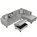 Modern Sectional Sofa with Storage Ottoman, L-Shape Couch with 2 Pillows and Cup Holders, Gray Velvet, 105 inch Default -DTYStore