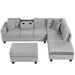 Modern Sectional Sofa with Storage Ottoman, L-Shape Couch with 2 Pillows and Cup Holders, Gray Velvet, 105 inch Default -DTYStore