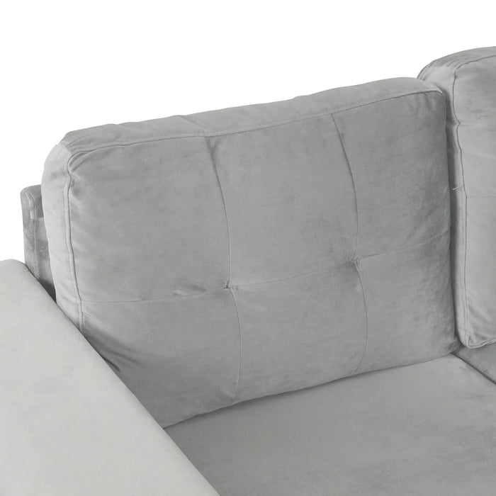 Modern Sectional Sofa with Storage Ottoman, L-Shape Couch with 2 Pillows and Cup Holders, Gray Velvet, 105 inch Default -DTYStore