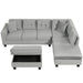 Modern Sectional Sofa with Storage Ottoman, L-Shape Couch with 2 Pillows and Cup Holders, Gray Velvet, 105 inch Default -DTYStore
