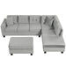 Modern Sectional Sofa with Storage Ottoman, L-Shape Couch with 2 Pillows and Cup Holders, Gray Velvet, 105 inch Default -DTYStore