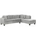 Modern Sectional Sofa with Storage Ottoman, L-Shape Couch with 2 Pillows and Cup Holders, Gray Velvet, 105 inch Default -DTYStore