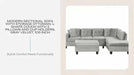 Modern Sectional Sofa with Storage Ottoman, L-Shape Couch with 2 Pillows and Cup Holders, Gray Velvet, 105 inch Default -DTYStore
