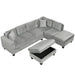 Modern Sectional Sofa with Storage Ottoman, L-Shape Couch with 2 Pillows and Cup Holders, Gray Velvet, 105 inch Default -DTYStore