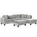 Modern Sectional Sofa with Storage Ottoman, L-Shape Couch with 2 Pillows and Cup Holders, Gray Velvet, 105 inch Default -DTYStore