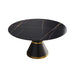 Modern Sintered Stone Round Dining Table with Black Carbon Steel Base for Six Default -DTYStore