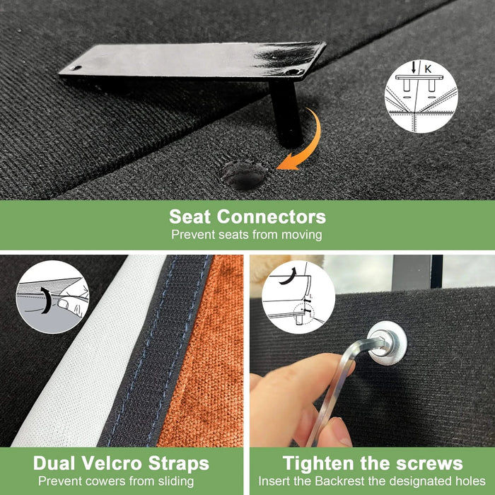 Modern Slipcovered Sofa Couch for Living Room, Chenille Deep Seat with Detachable Cover Orange -DTYStore