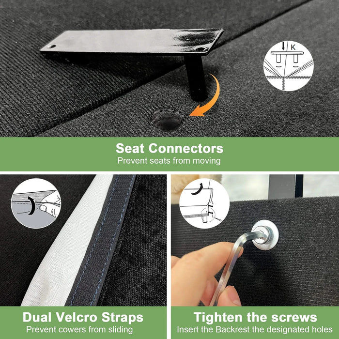 Modern Slipcovered Sofa Couch for Living Room, Chenille Deep Seat with Detachable Cover Black -DTYStore