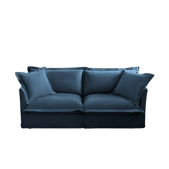Modern Slipcovered Sofa Couch for Living Room, Chenille Deep Seat with Detachable Cover Blue -DTYStore