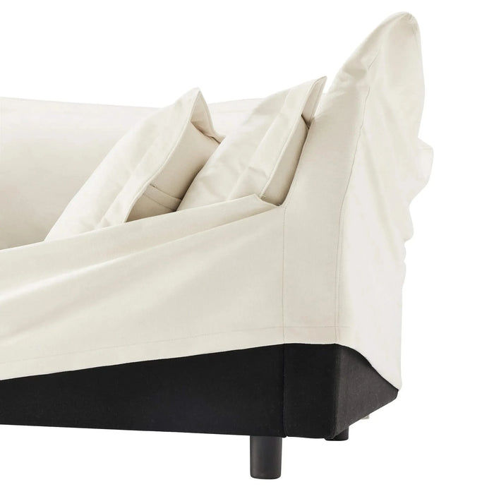 Modern Slipcovered Sofa Couch for Living Room, Chenille Deep Seat with Detachable Cover Cream -DTYStore