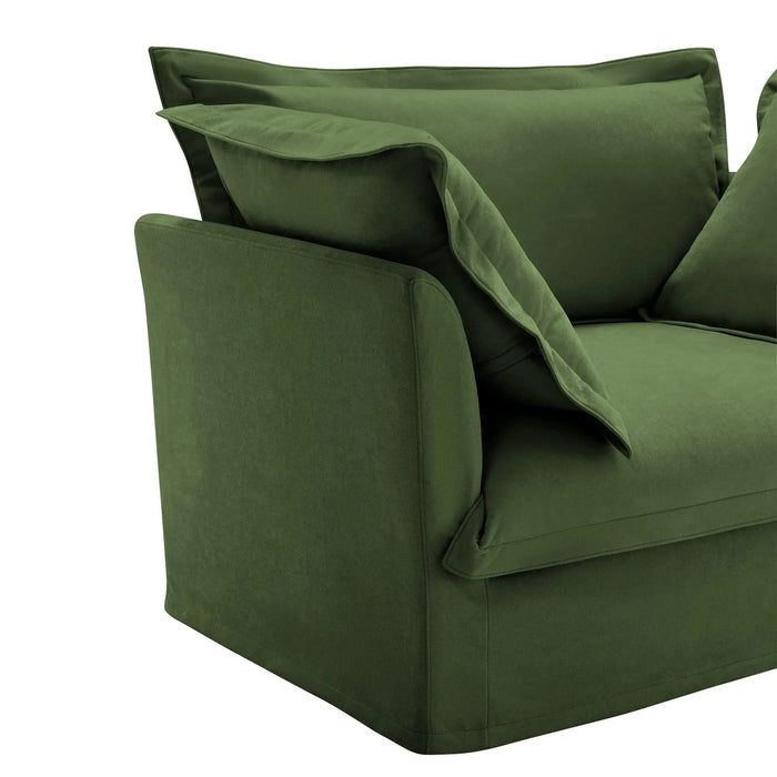 Modern Slipcovered Sofa Couch for Living Room, Chenille Deep Seat with Detachable Cover Green -DTYStore