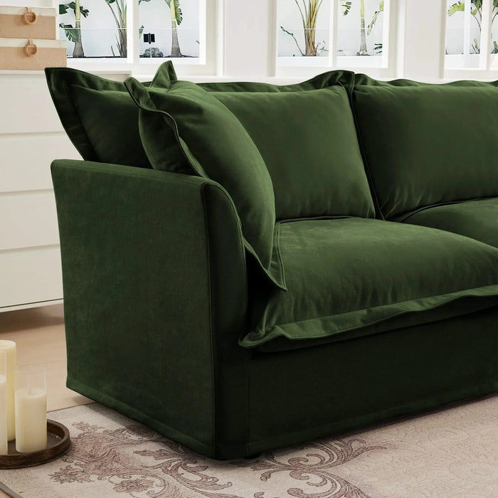 Modern Slipcovered Sofa Couch for Living Room, Chenille Deep Seat with Detachable Cover Green -DTYStore