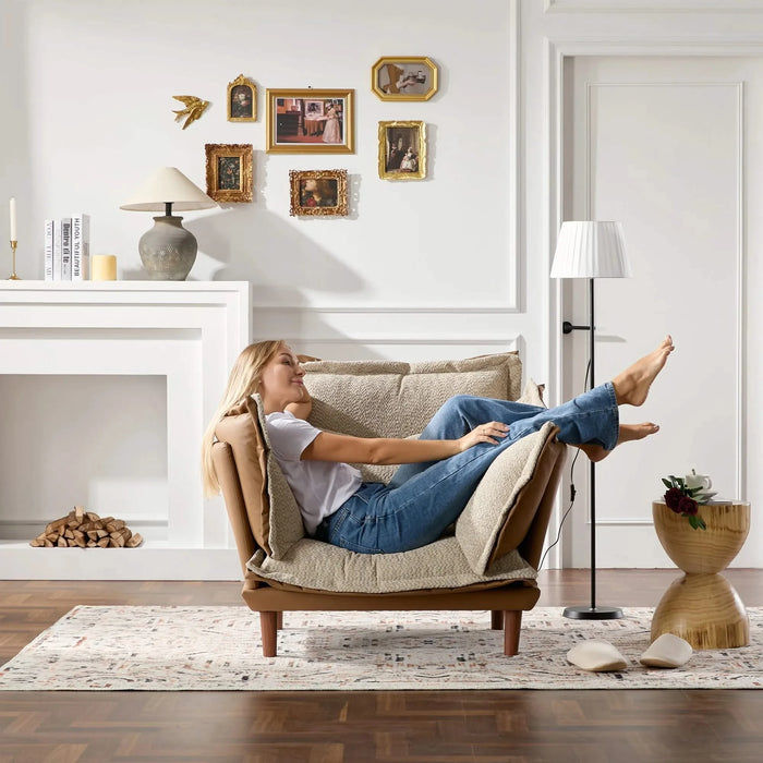 Modern Style Chenille Oversized Armchair Accent Chair Single Sofa Lounge Chair for Living Room, Bedroom Default -DTYStore