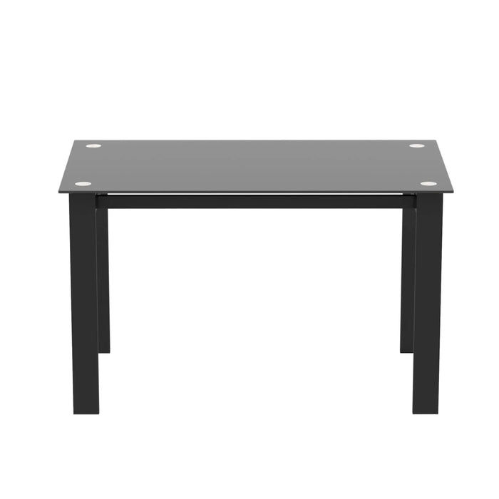 Modern Tempered Glass Dining Table with Black Metal Legs for Living Room or Kitchen Default -DTYStore