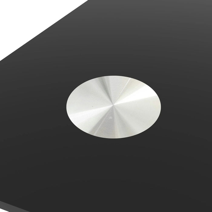 Modern Tempered Glass Dining Table with Black Metal Legs for Living Room or Kitchen Default -DTYStore